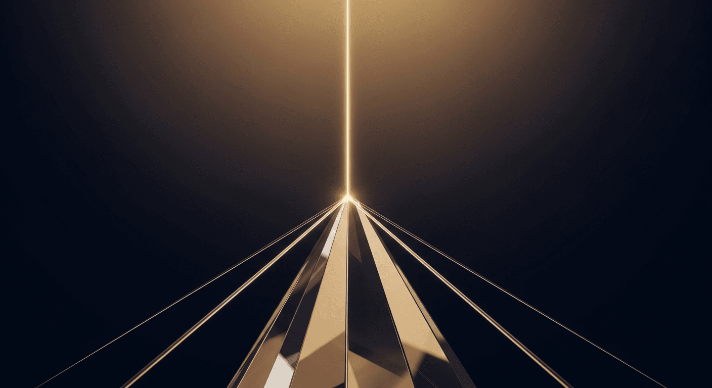 Klaritas Insight — abstract prism with diverging light rays